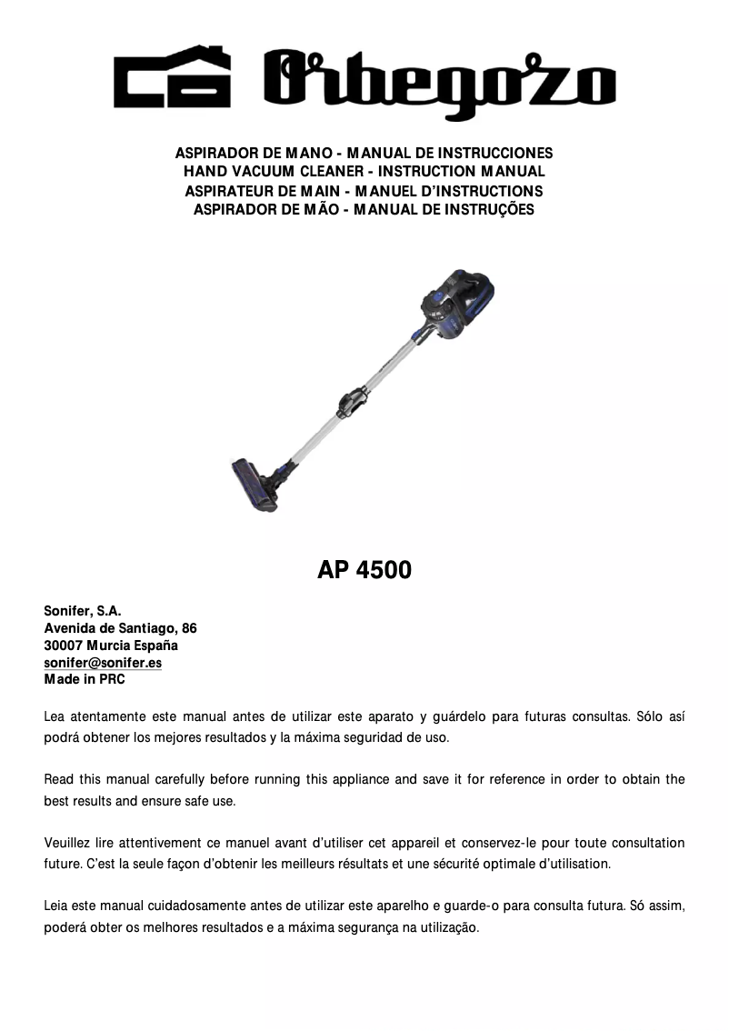 Image de la première page du manuel de l'appareil AP 4500