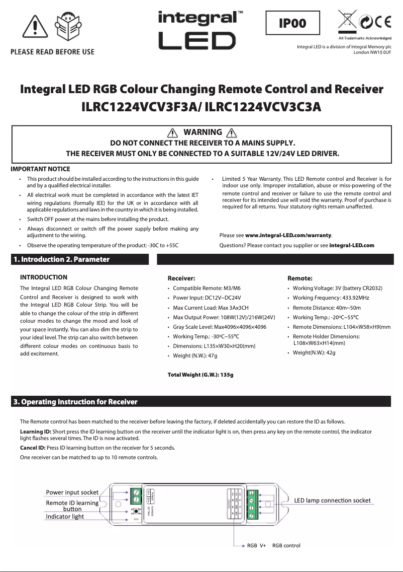 Page n°1 - Manuel utilisateur Integral LED ILRC1224VCV3C3A
