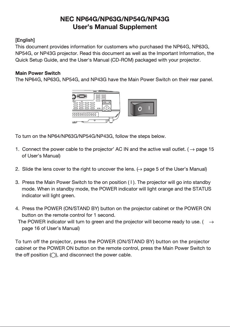 Image de la première page du manuel de l'appareil NP64