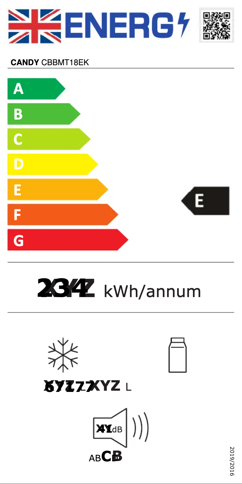 Page n°1 - Label énergétique Candy CBBMT18EK