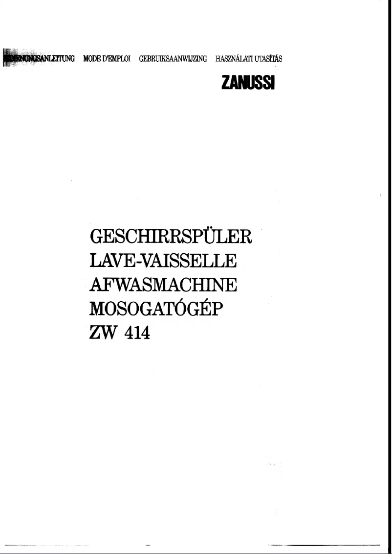 Page n°1 - Manuel utilisateur Zanussi ZW414