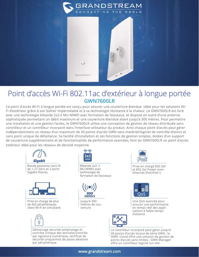 Page n°1 - Fiche technique Grandstream GWN7600LR
