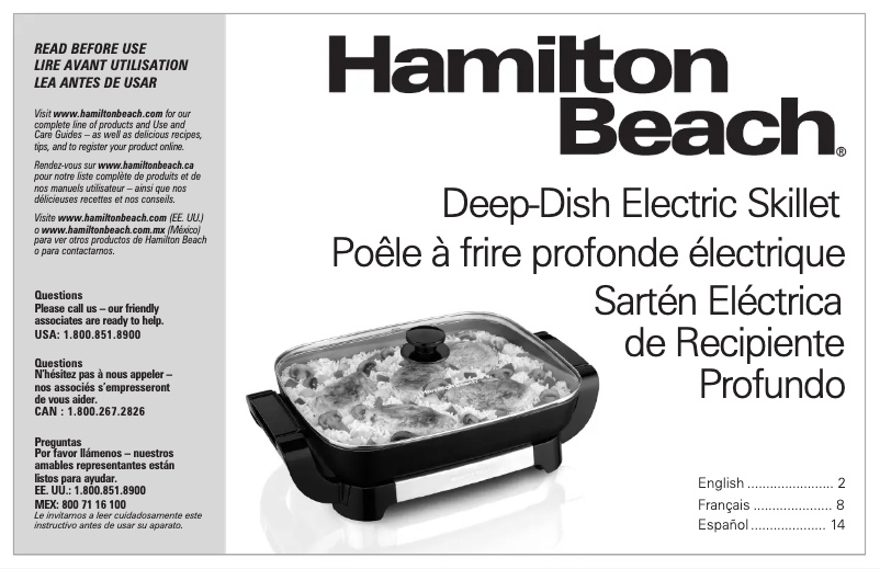 Page n°1 - Manuel d'utilisation et d'entretien Hamilton Beach Durathon 38529