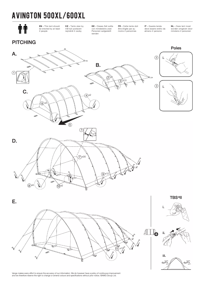 Page 1 de la notice Manuel utilisateur Vango Avington 500XL