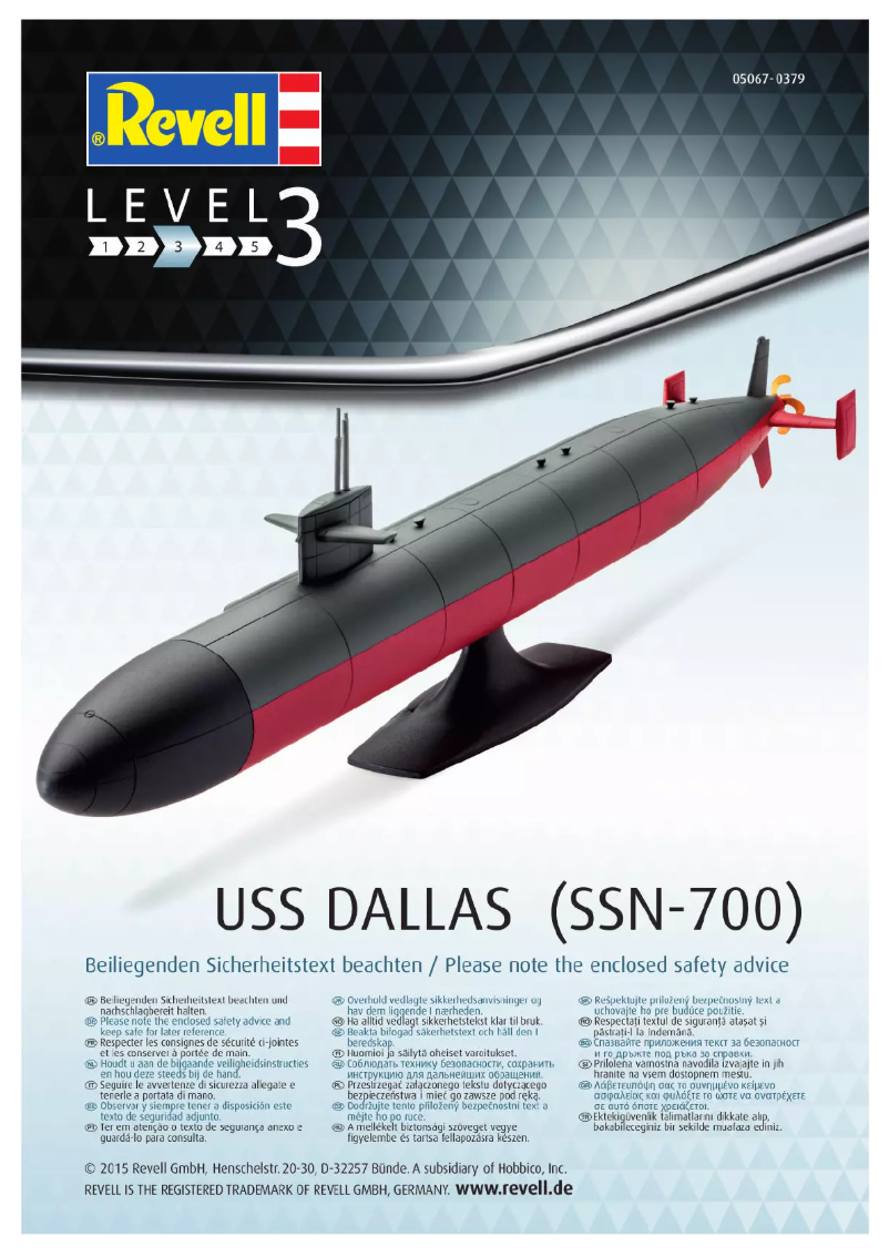 Page 1 de la notice Manuel utilisateur Revell USS Dallas (SSN-700)