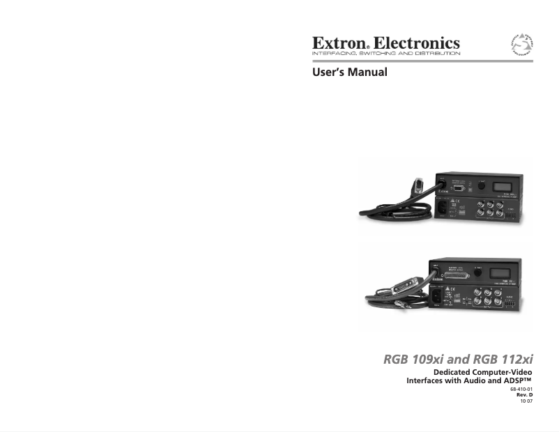 Page n°1 - Manuel utilisateur Extron RGB 109xi