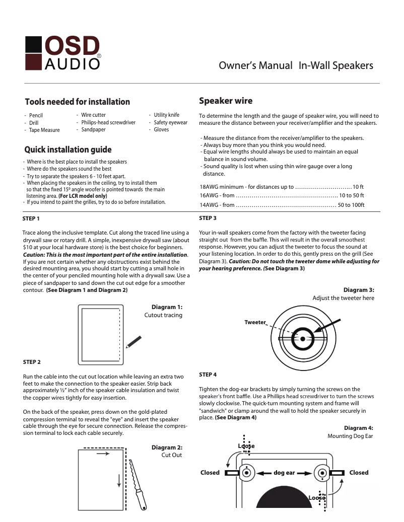Page n°1 - Manuel utilisateur OSD Audio ICE520