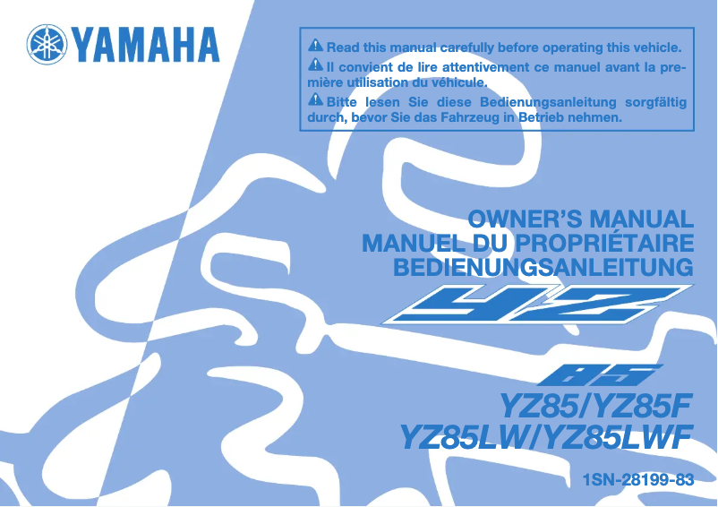 Image de la première page du manuel de l'appareil YZ85 (2015)