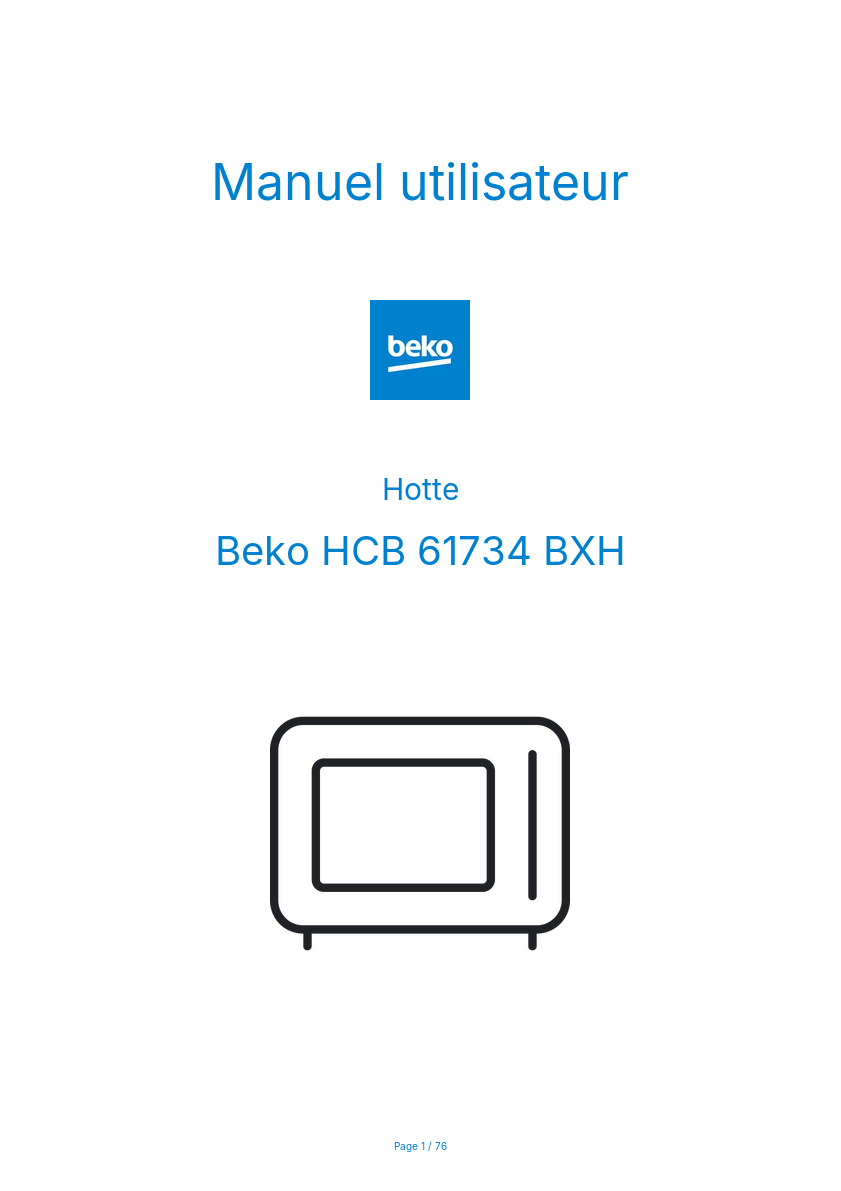Page n°1 - Manuel utilisateur Beko HCB 61734 BXH
