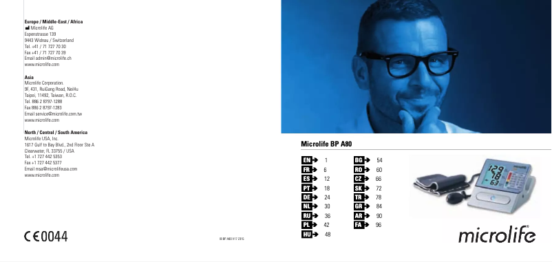 Page 1 de la notice Manuel utilisateur Microlife BP A80