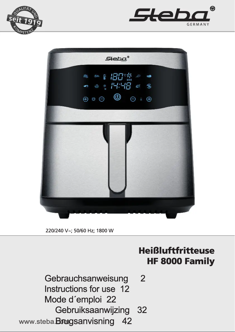 Page n°1 - Manuel utilisateur Steba HF 8000 Family