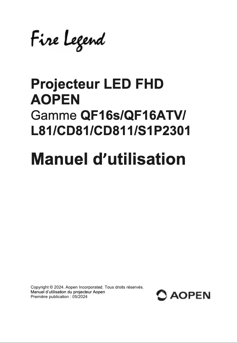 Image de la première page du manuel de l'appareil QF16ATV