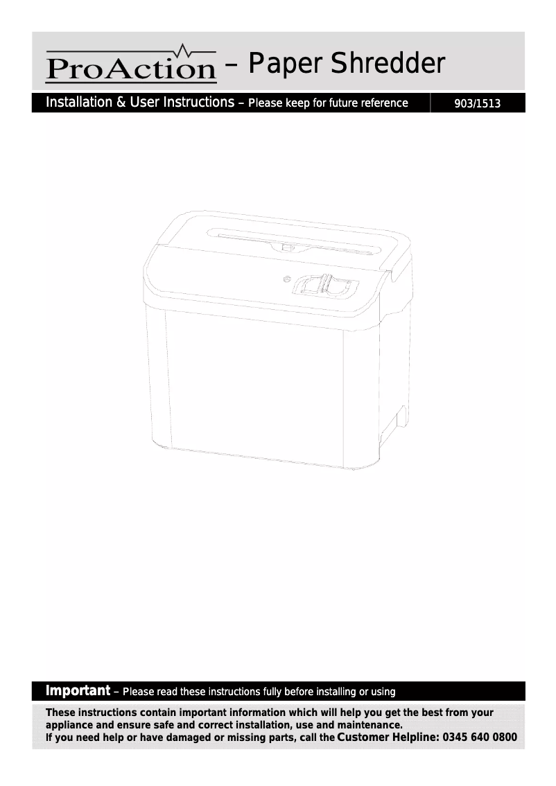 Page n°1 - Manuel utilisateur ProAction S120