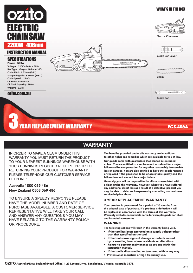 Image de la première page du manuel de l'appareil ECS-406A