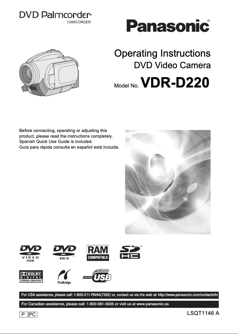 Image de la première page du manuel de l'appareil VDR-D220