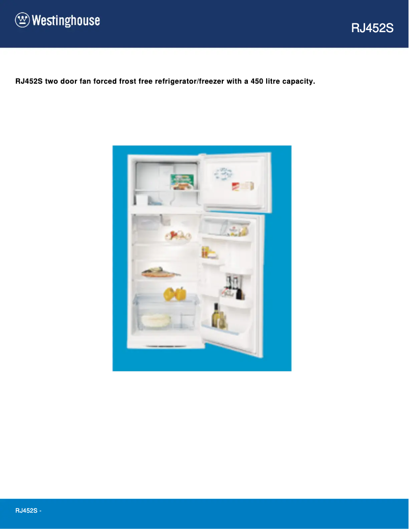 Page n°1 - Manuel utilisateur Westinghouse RJ452S