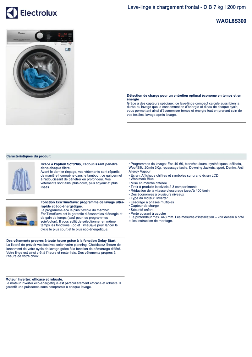 Image de la première page du manuel de l'appareil WAGL6S300