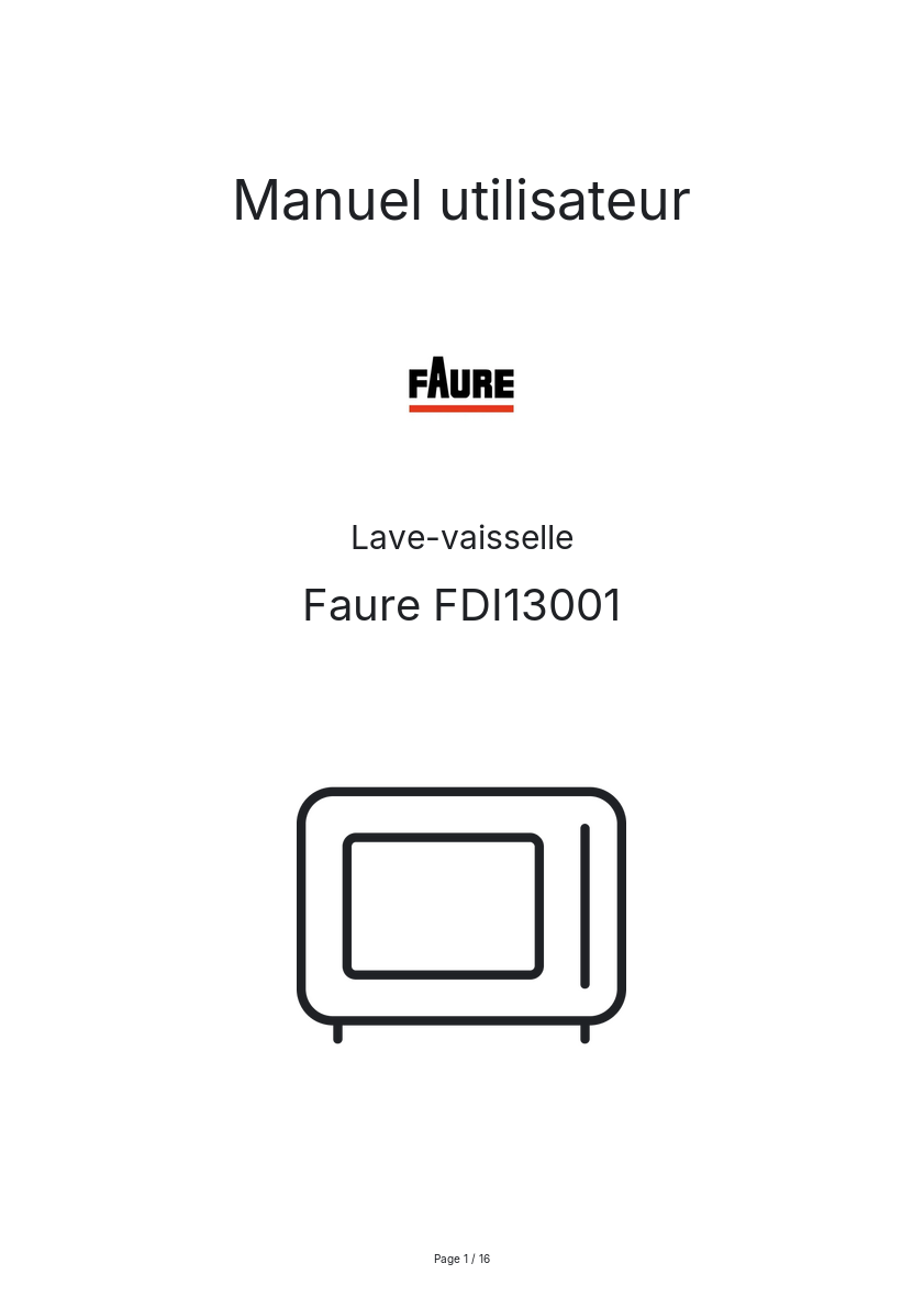 Image de la première page du manuel de l'appareil FDI13001