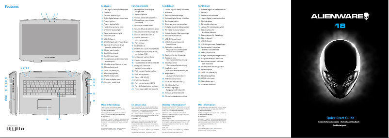 Page 1 de la notice Manuel utilisateur Dell Alienware 18