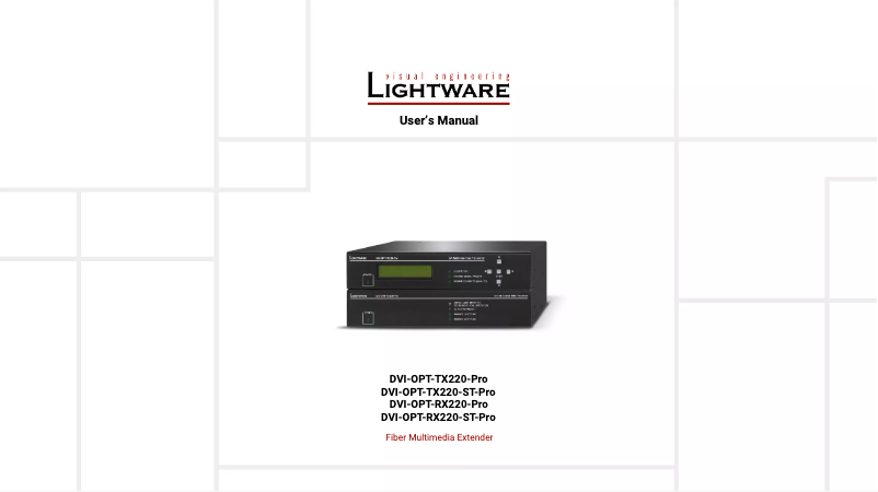 Page 1 de la notice Manuel utilisateur Lightware DVI-OPT-TX220-ST-PRO