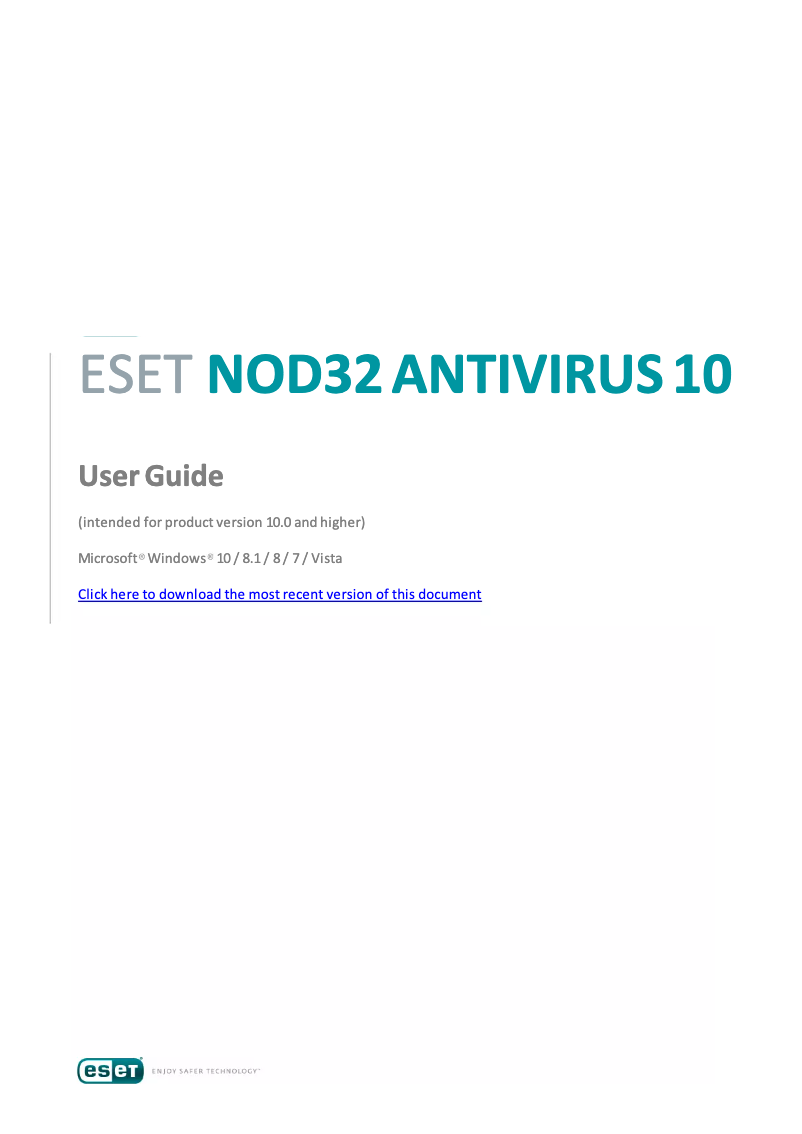 Image de la première page du manuel de l'appareil NOD32 Antivirus 2017
