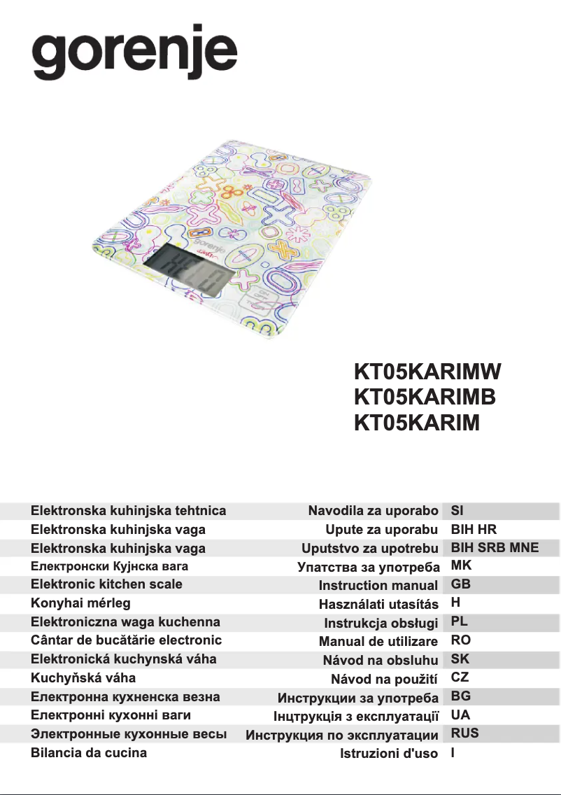 Page n°1 - Manuel utilisateur Gorenje KT05KARIM