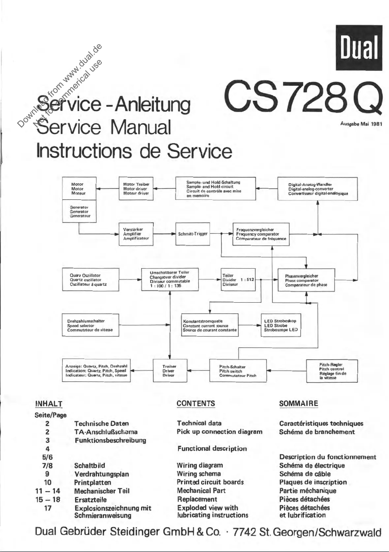 Page 1 de la notice Manuel utilisateur Dual CS 728 Q