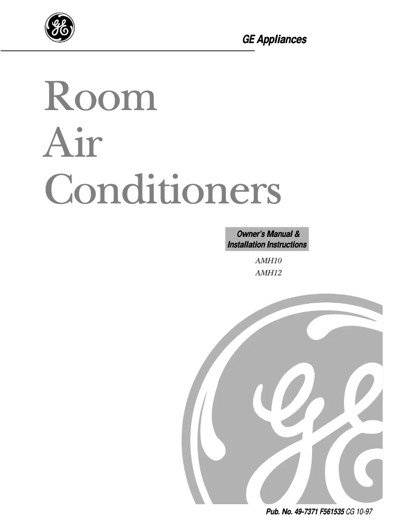 Page n°1 - Manuel d'utilisation et d'entretien GE AMH10AA