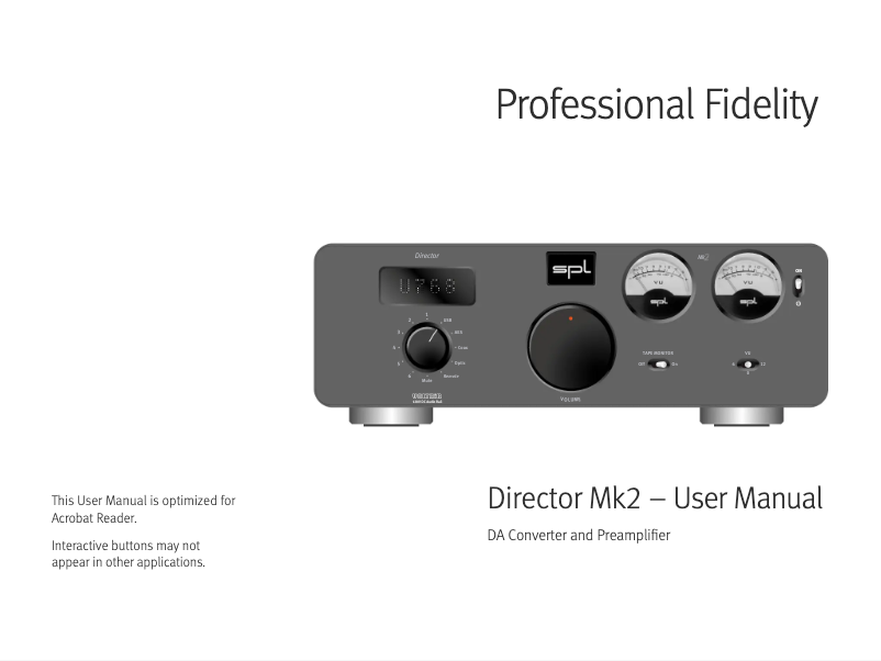 Page 1 de la notice Manuel utilisateur SPL Director mk2