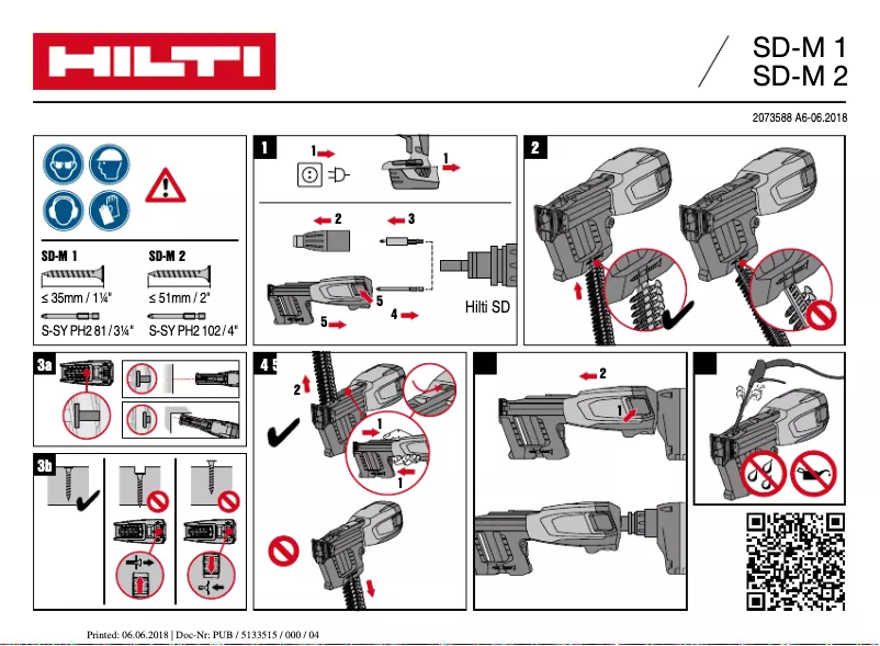 Page 1 de la notice Instructions / montage Hilti PBH S M1