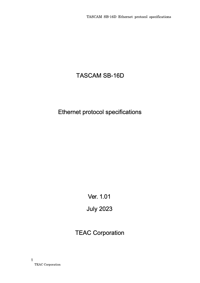 Page n°1 - Fiche technique Tascam SB-16D