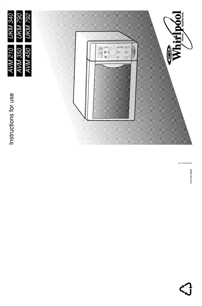 Page 1 de la notice Manuel utilisateur Whirlpool AVM 450