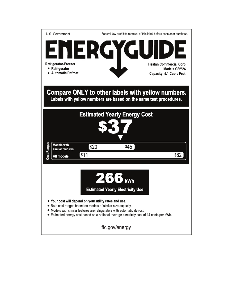 Page n°1 - Label énergétique Hestan GRSR24