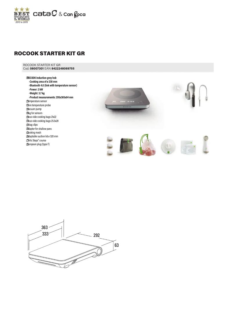 Page 1 de la notice Fiche technique CATA ROCOOK STARTER KIT GR