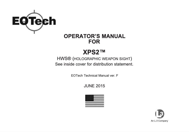 Page 1 de la notice Manuel utilisateur EOTech XPS2