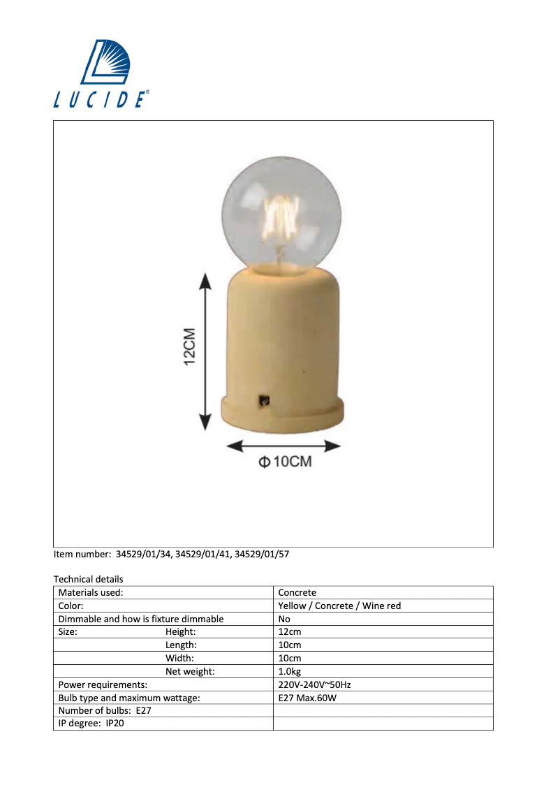 Page n°1 - Manuel utilisateur Lucide Mable 34529/01/41