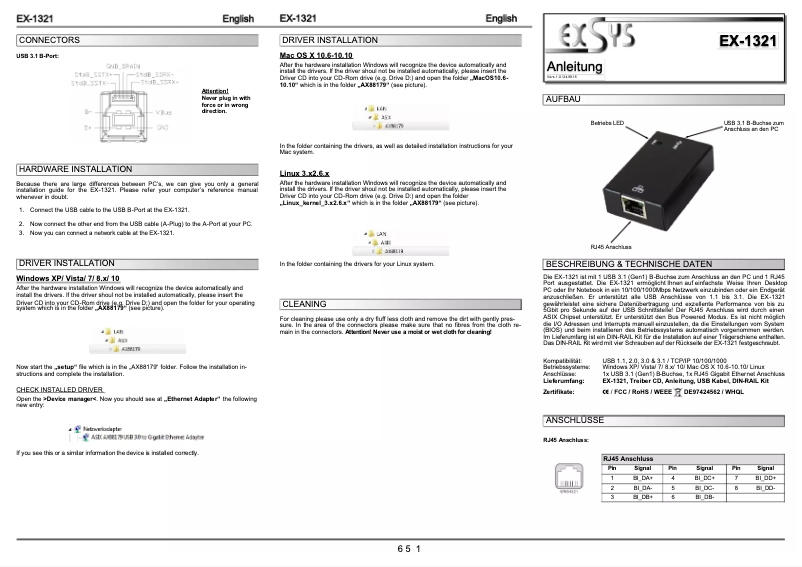 Image de la première page du manuel de l'appareil EX-1321