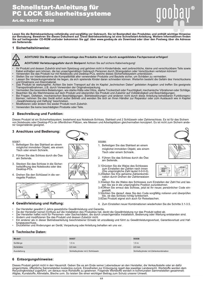 Página 1 del manual Manual de usuario Goobay 93038