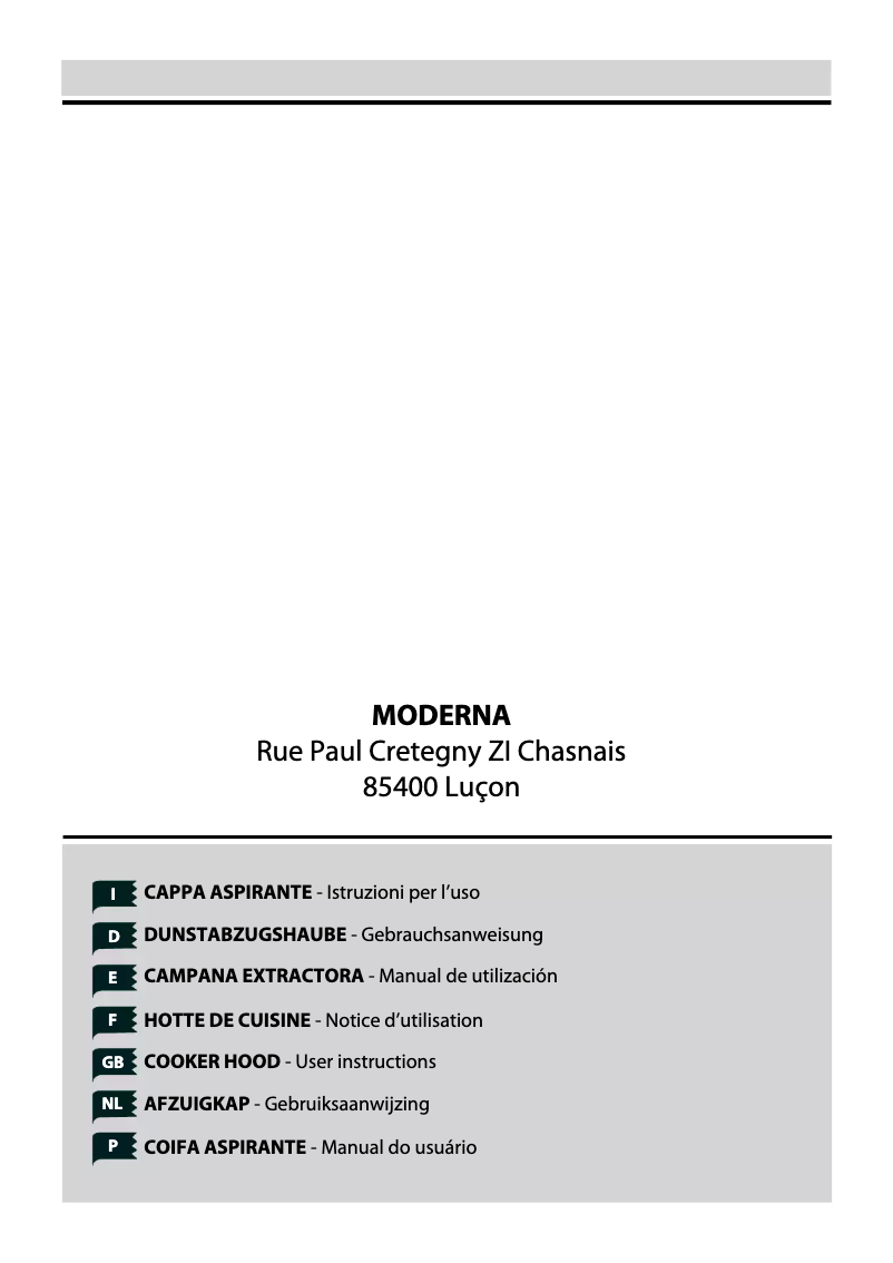 Page n°1 - Manuel utilisateur Moderna MHAB060Z02