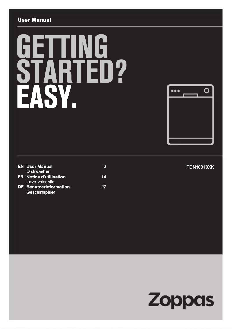 Page 1 de la notice Manuel utilisateur Zoppas PDN10010XK