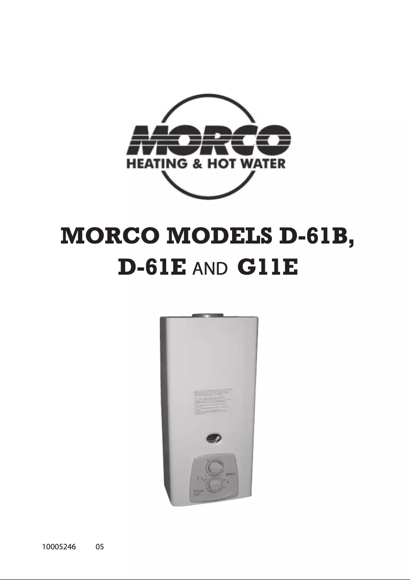 Page n°1 - Manuel utilisateur Morco G11E