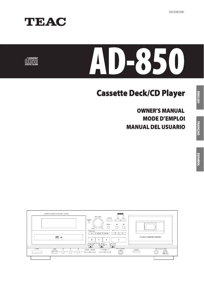 Page n°1 - Manuel utilisateur Teac AD-850