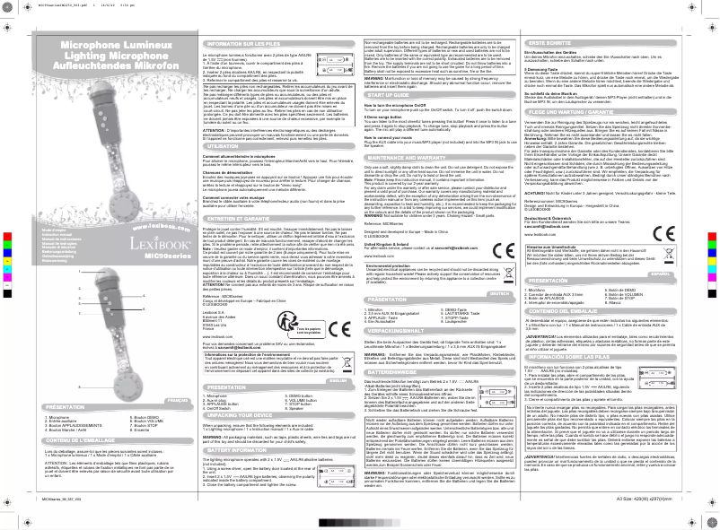 Page 1 de la notice Manuel utilisateur Lexibook MIC90