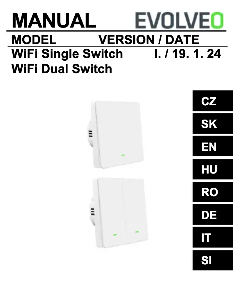 Image de la première page du manuel de l'appareil WiFi Single Switch