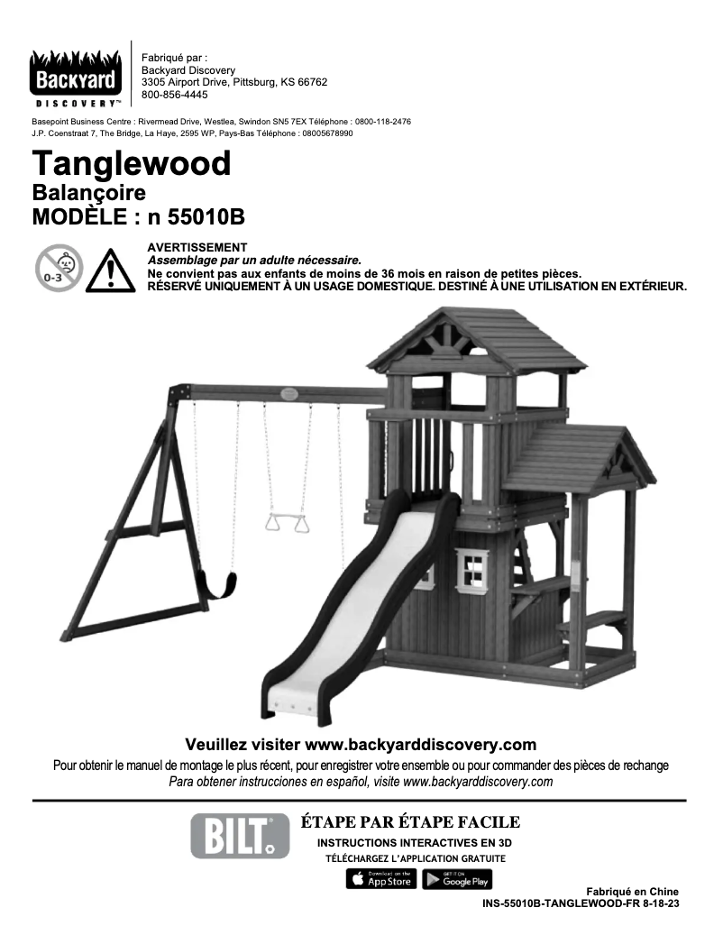 Page n°1 - Manuel utilisateur Backyard Discovery Tanglewood