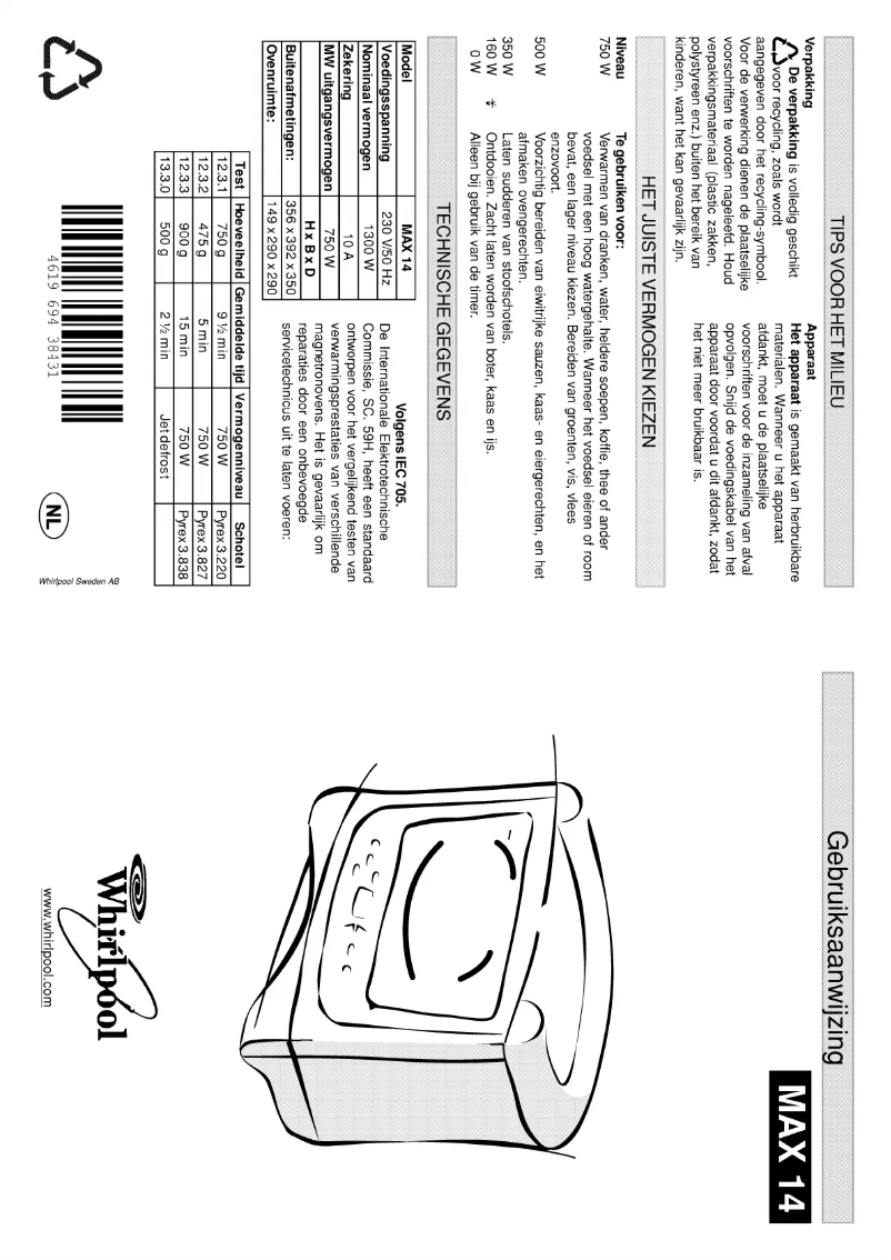 Page n°1 - Manuel utilisateur Bauknecht MAX14