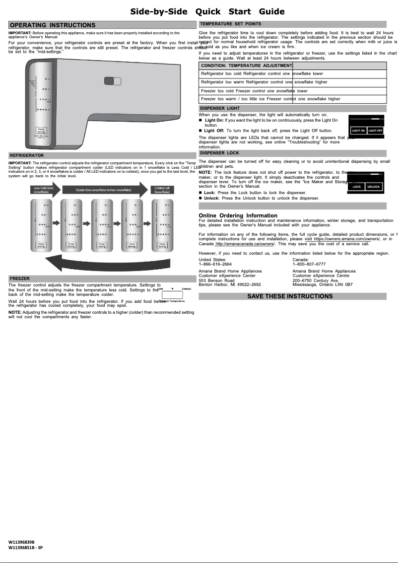 Page 1 de la notice Guide de démarrage rapide Amana ASI2575GRW