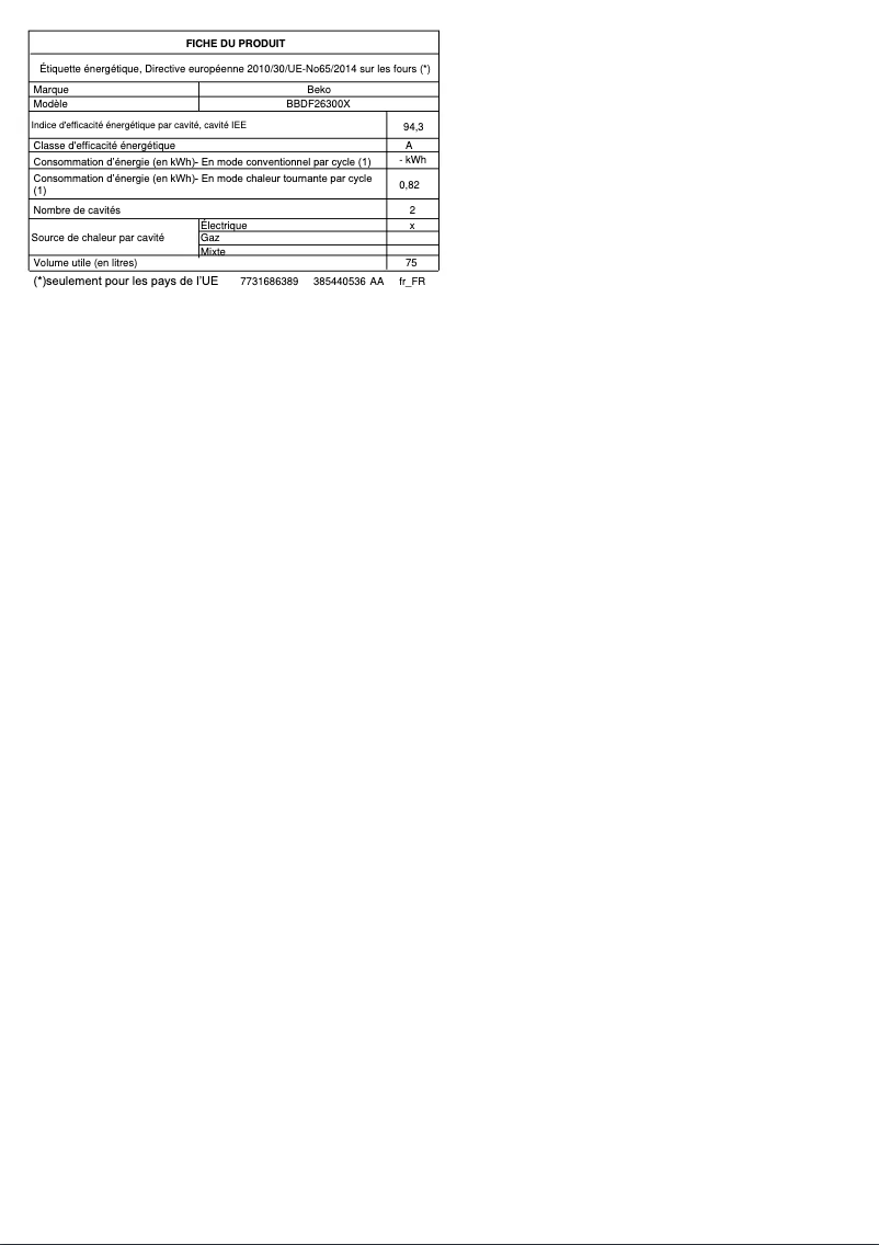 Image de la première page du manuel de l'appareil BBDF26300X