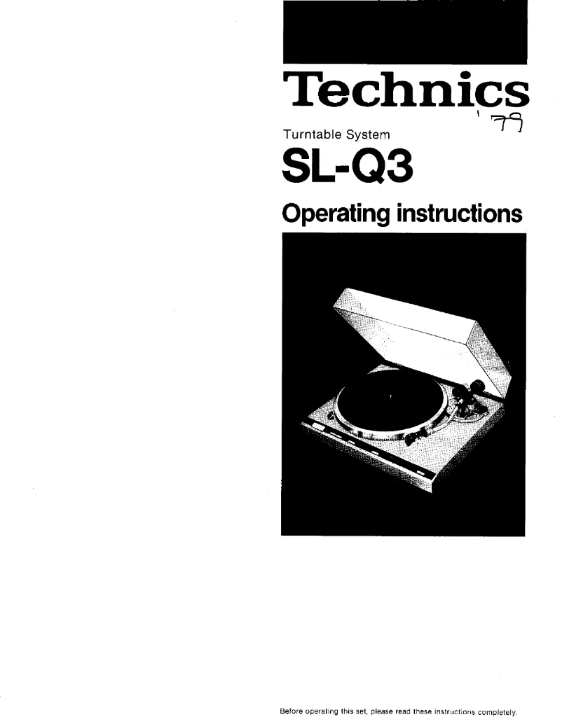 Page 1 de la notice Manuel utilisateur Technics SL-Q3