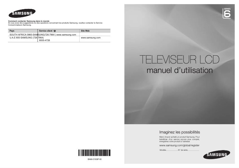 Page 1 de la notice Manuel utilisateur Samsung LA46A610A3R